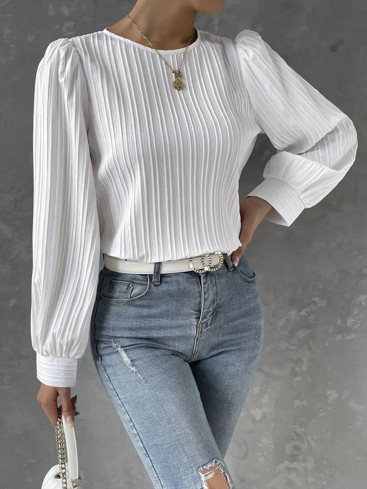Evie | Polished Pleated Long Sleeve Party Top