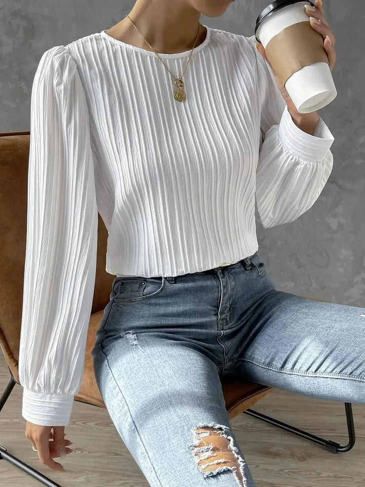 Evie | Polished Pleated Long Sleeve Party Top