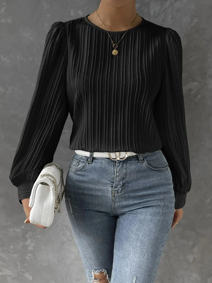 Evie | Polished Pleated Long Sleeve Party Top