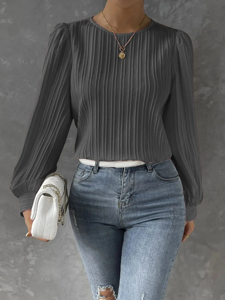 Evie | Polished Pleated Long Sleeve Party Top