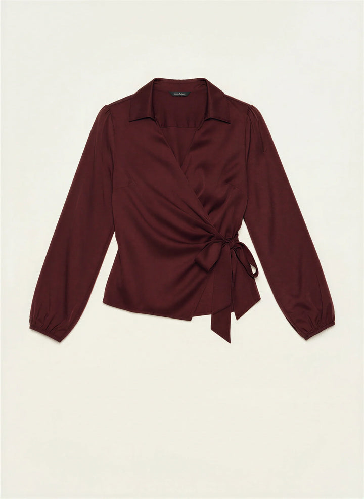 Evie | Stylish Collared Long Sleeve Wrap Party Top
