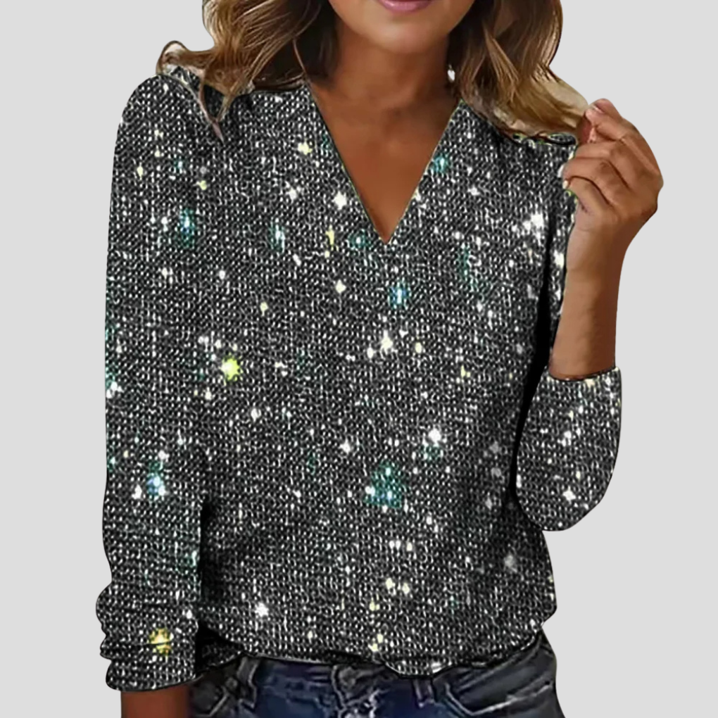 Evie | Timeless Sparkle V-Neck Party Top