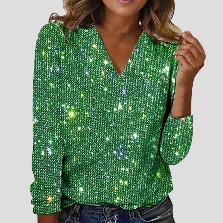 Evie | Timeless Sparkle V-Neck Party Top