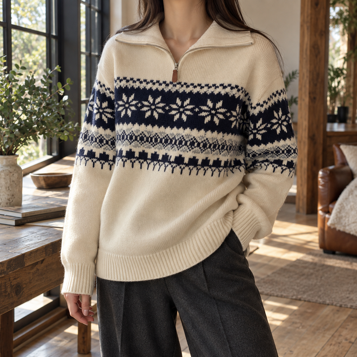 Florence | Fair Isle Quarter Zip Christmas Jumper for Women