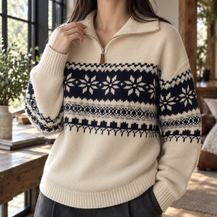 Florence | Fair Isle Quarter Zip Christmas Jumper for Women