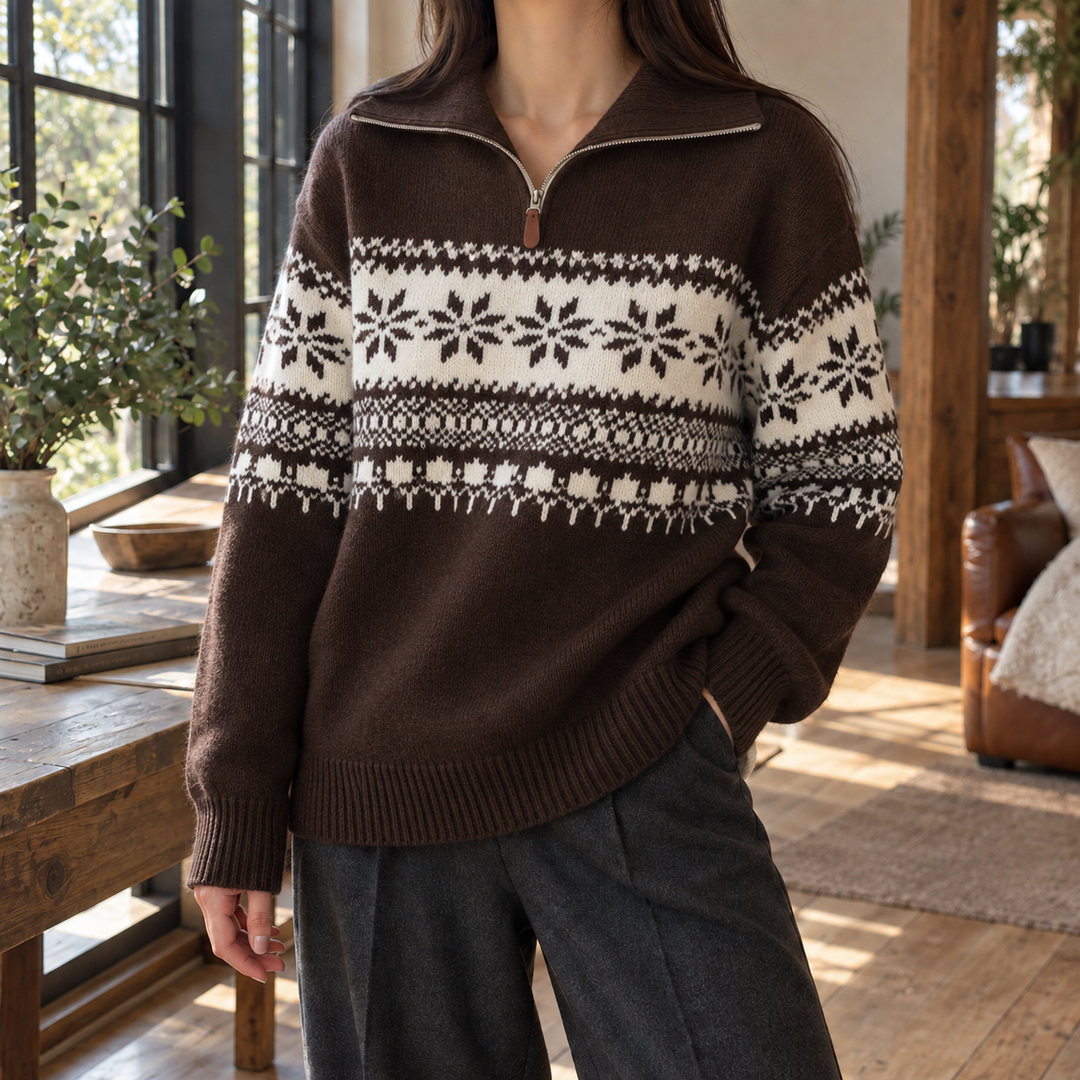 Florence | Fair Isle Quarter Zip Christmas Jumper for Women