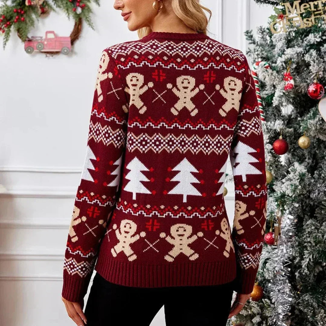 Freya | Gingerbread Crew Neck Christmas Jumper for Women