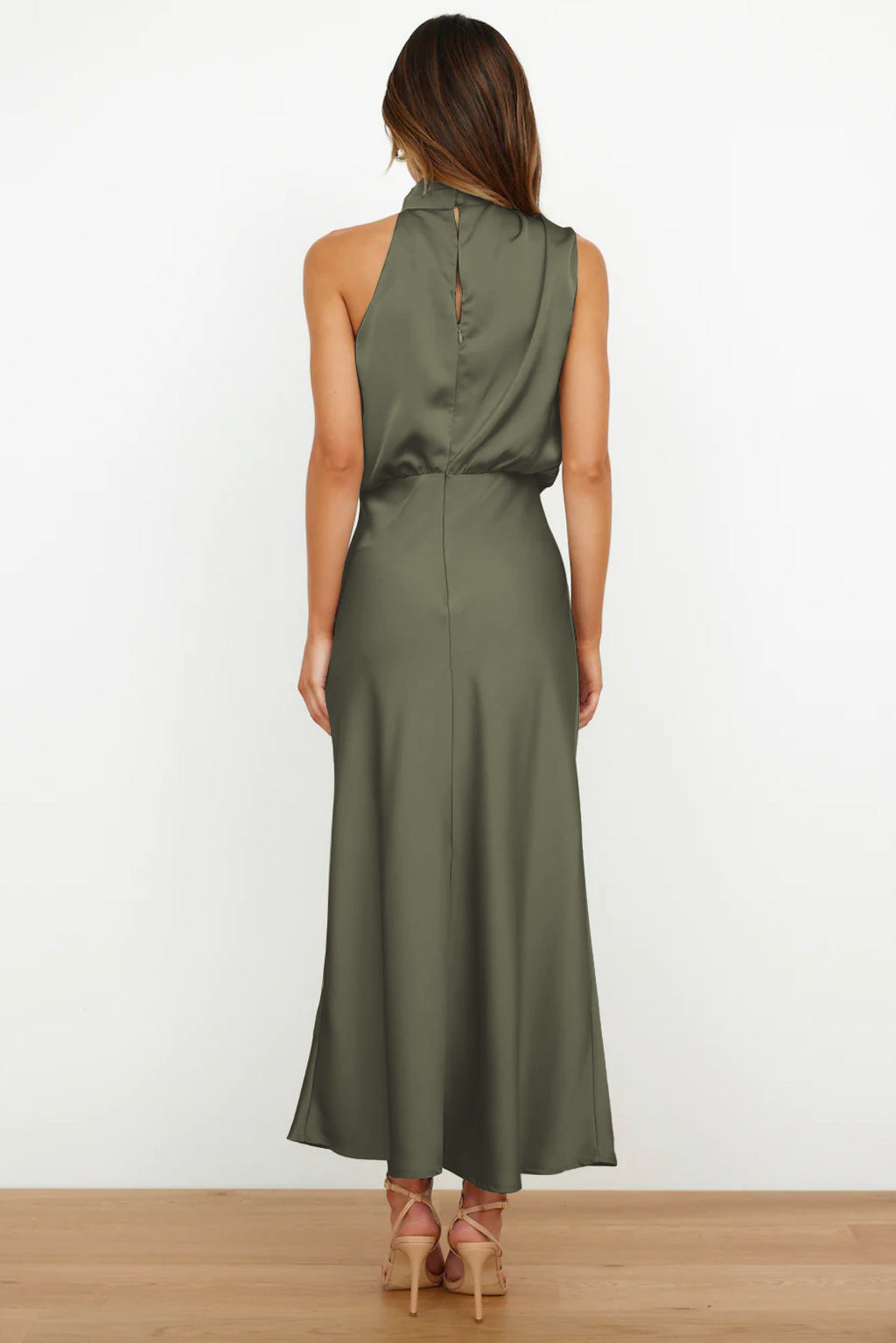 Freya | Refined Draped Halter Neck Midi Christmas Dress