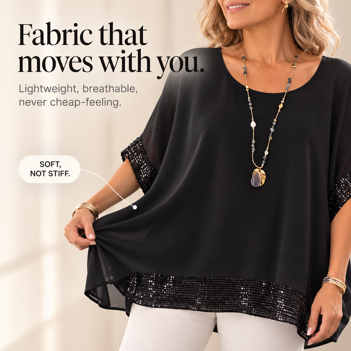 Freya | Refined Sequin Trim Kaftan Party Top