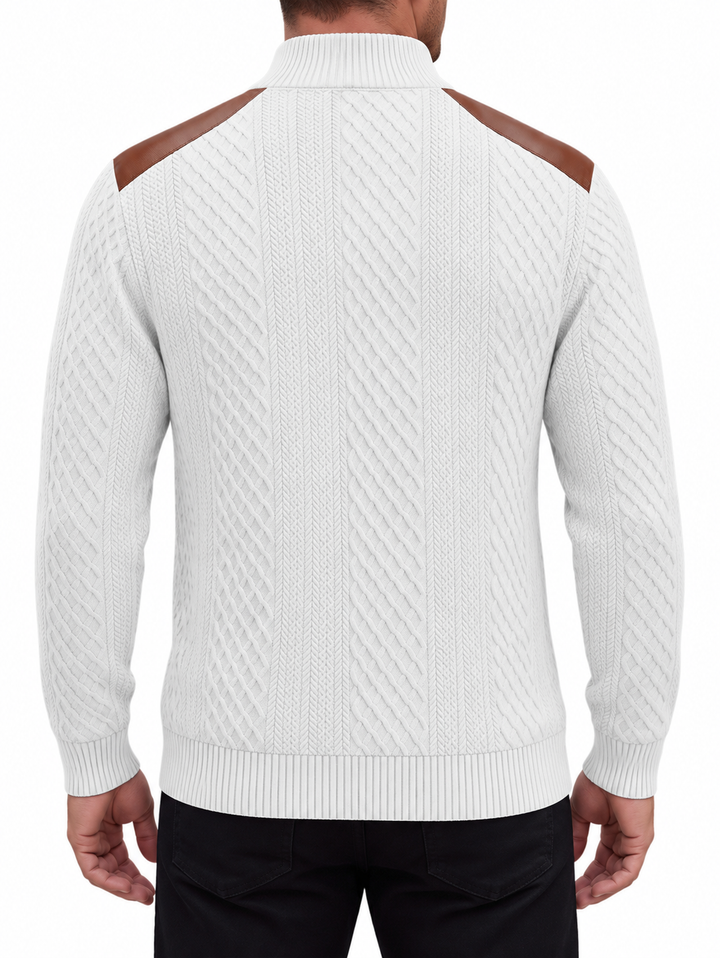 Gabriel | Cable Pattern Button Neck Mens Knit Jumper