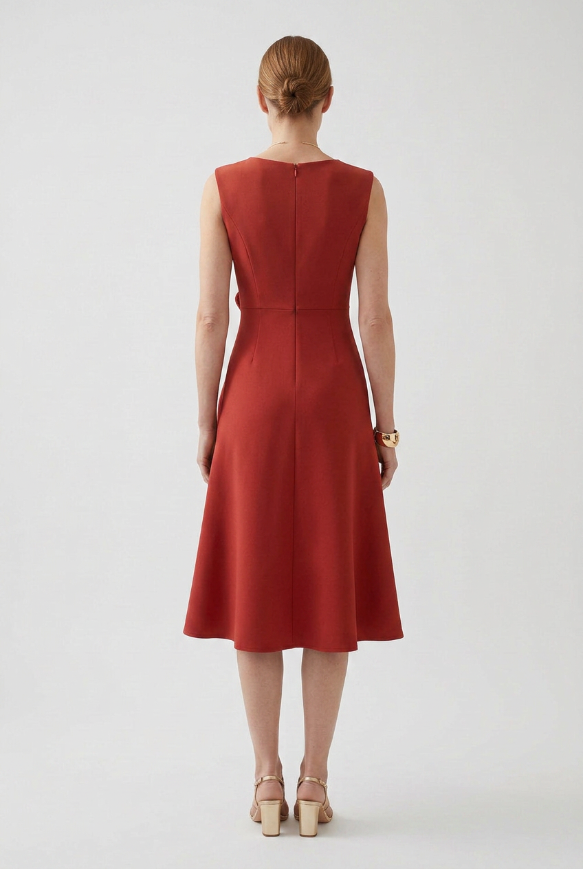 Grace | Classic Draped Asymmetric Christmas Party Dress Midi