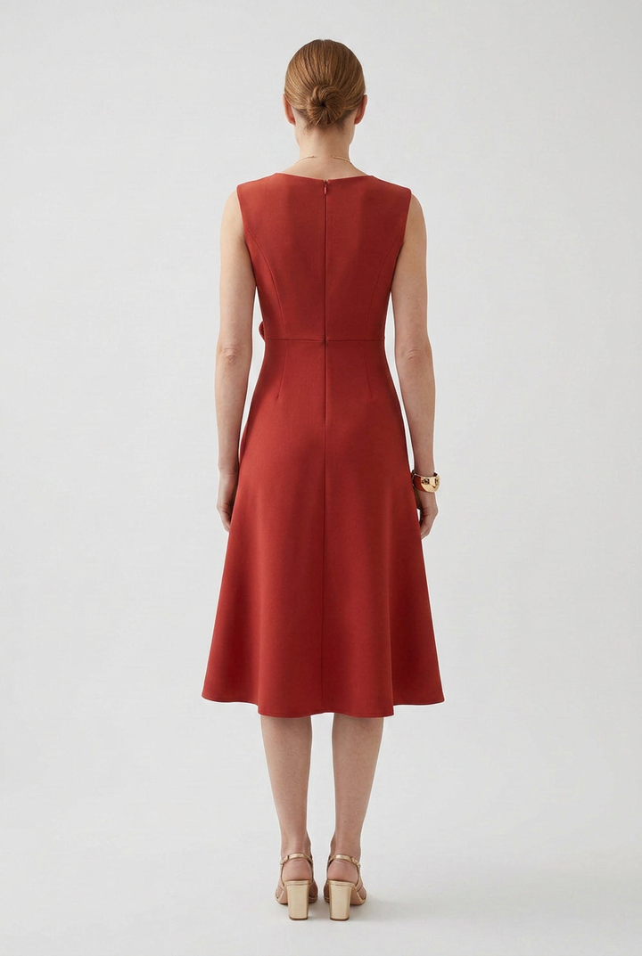 Grace | Classic Draped Asymmetric Christmas Party Dress Midi