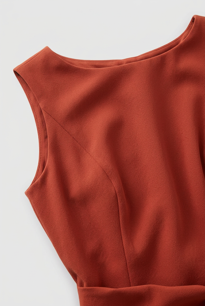 Grace | Classic Draped Asymmetric Christmas Party Dress Midi