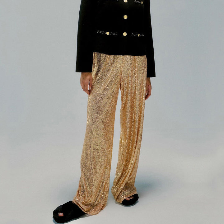 Harper | Elegant Wide Leg Sequin Trousers with High Waist