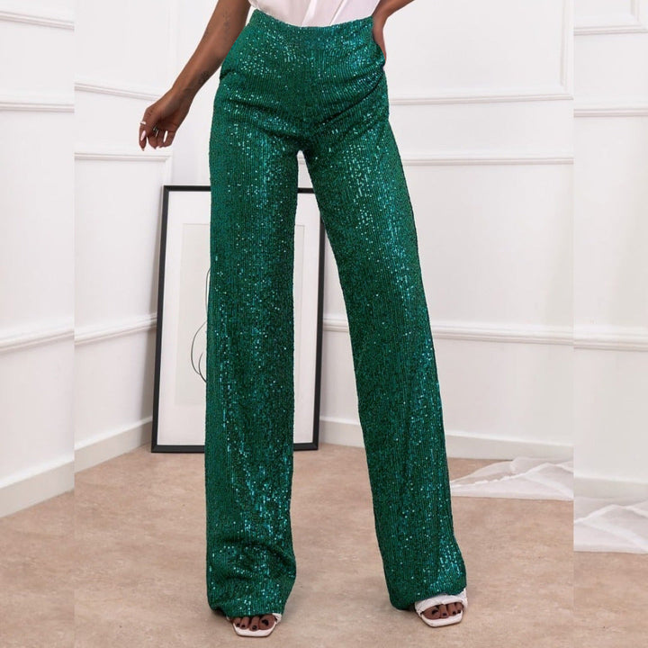 Harper | Elegant Wide Leg Sequin Trousers with High Waist
