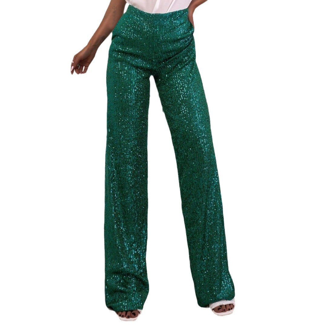 Harper | Elegant Wide Leg Sequin Trousers with High Waist