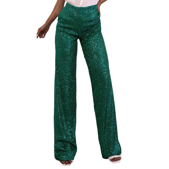 Harper | Elegant Wide Leg Sequin Trousers with High Waist