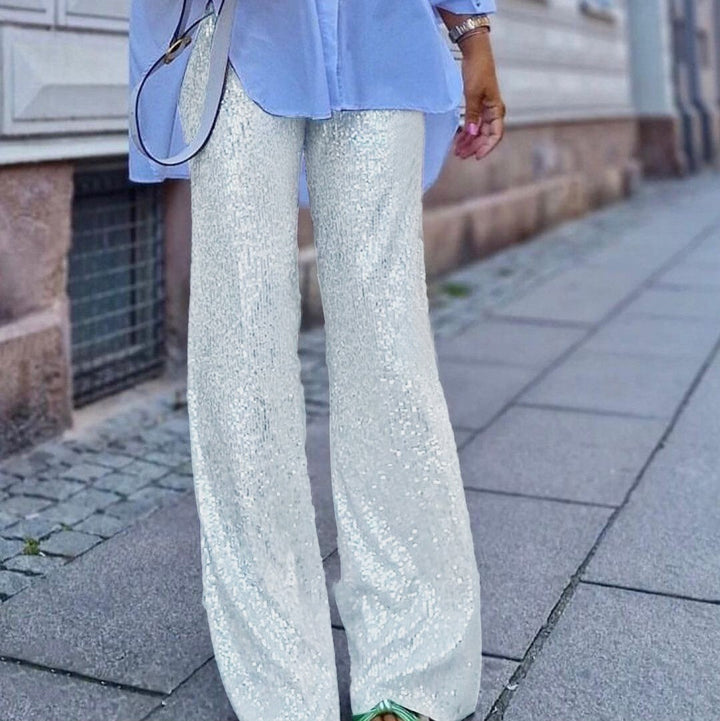 Harper | Elegant Wide Leg Sequin Trousers with High Waist