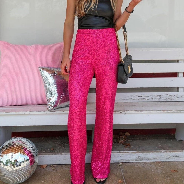 Harper | Elegant Wide Leg Sequin Trousers with High Waist