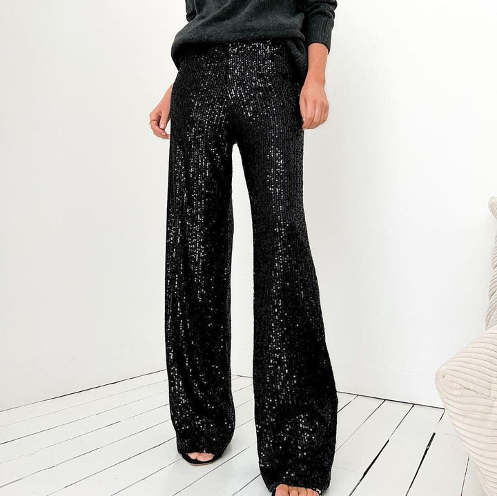 Harper | Elegant Wide Leg Sequin Trousers with High Waist