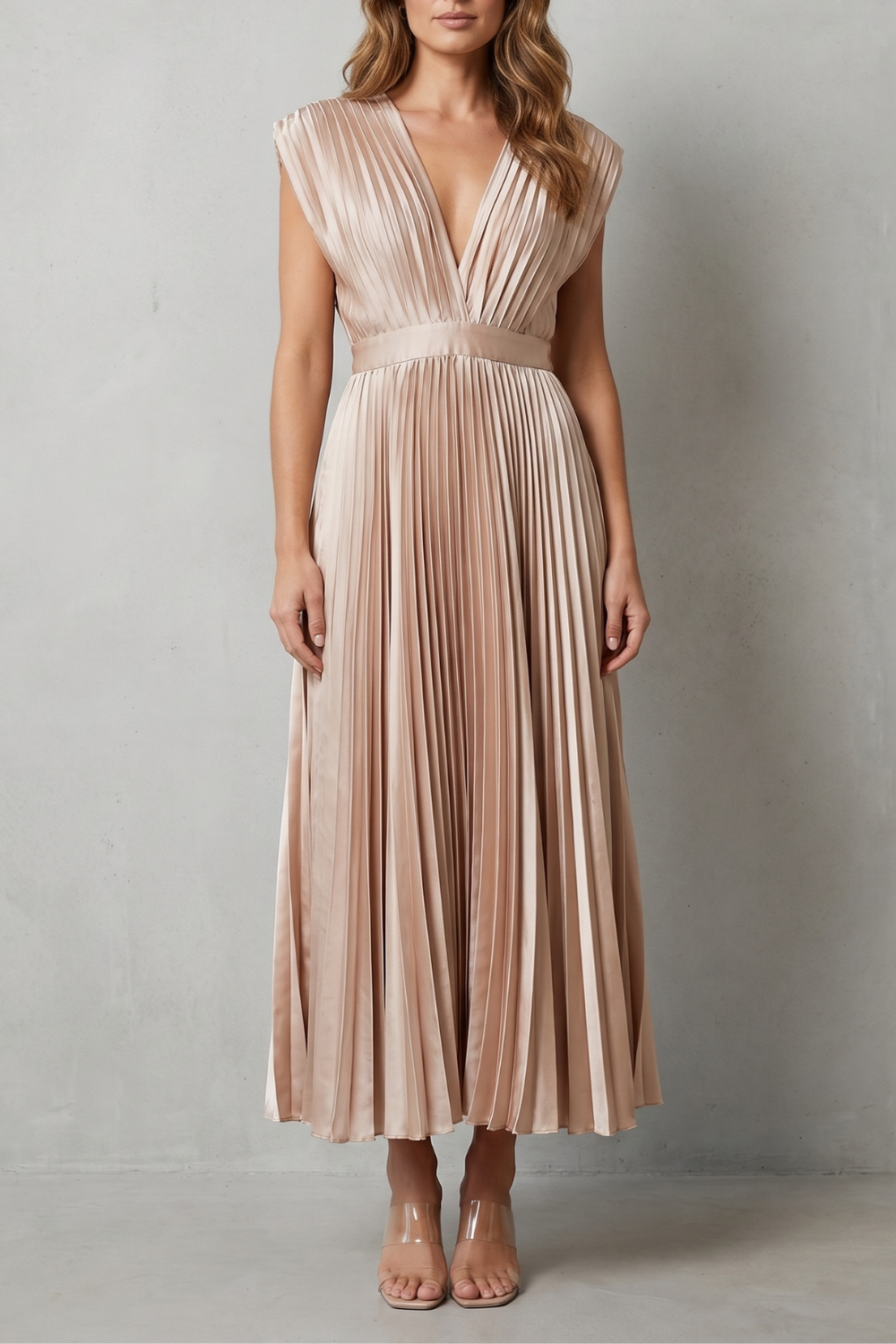 Harper | Graceful Pleated Christmas Party Midi Dress