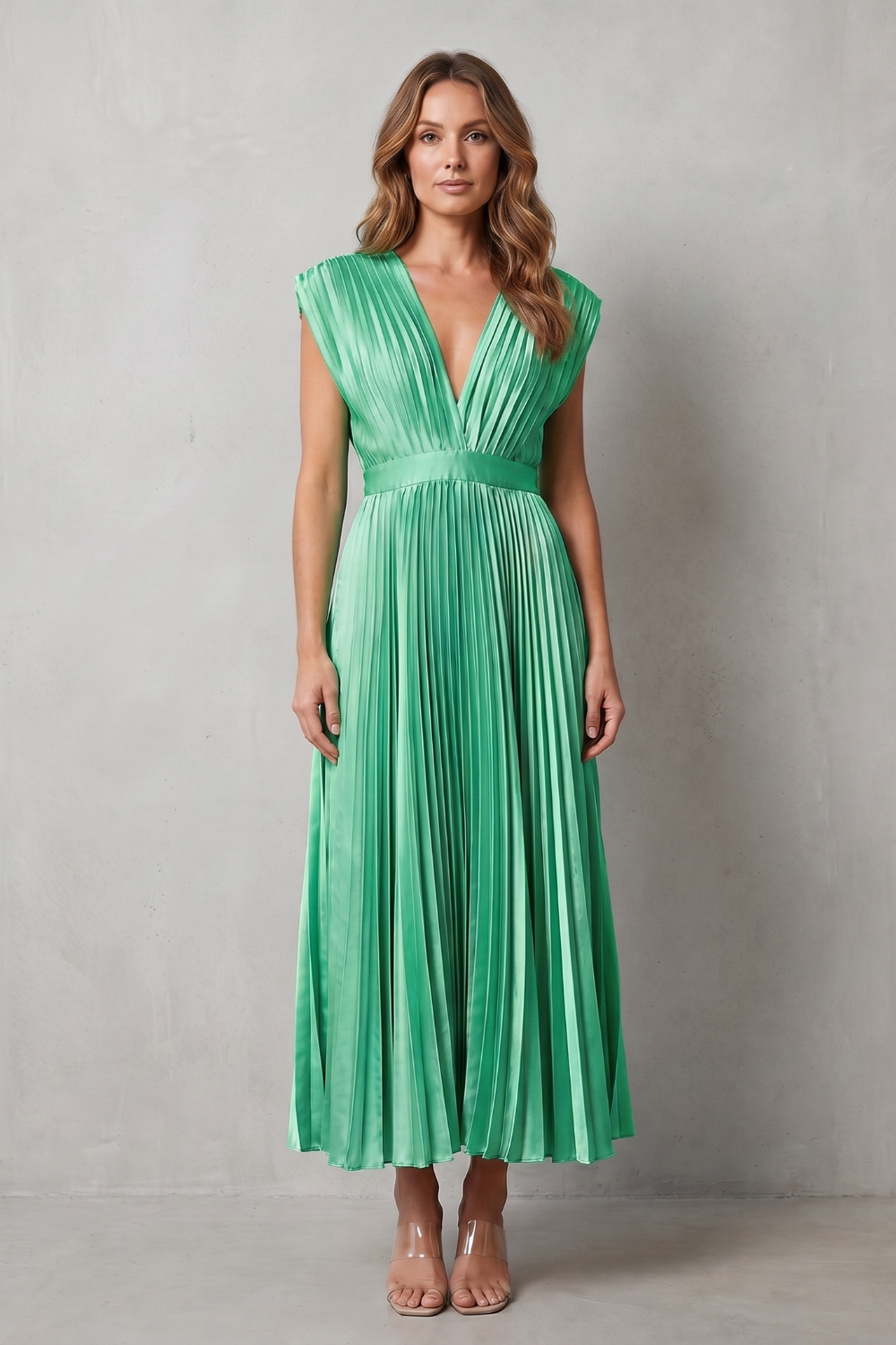 Harper | Graceful Pleated Christmas Party Midi Dress