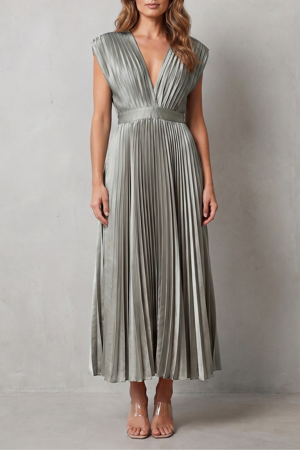 Harper | Graceful Pleated Christmas Party Midi Dress