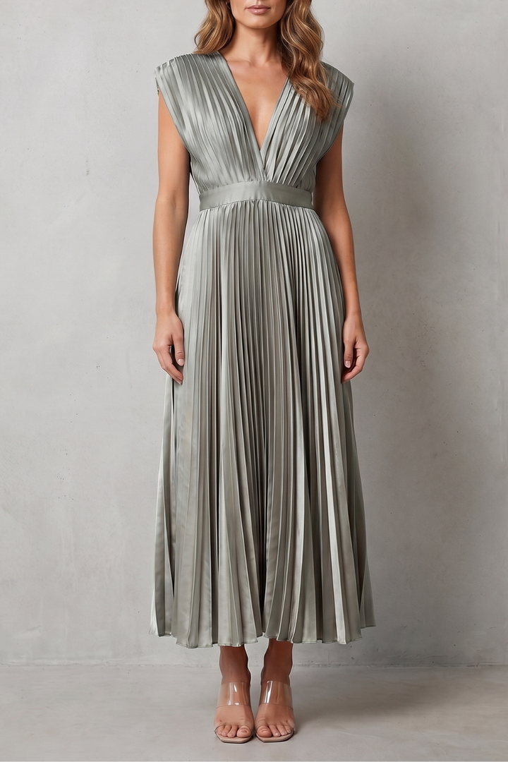 Harper | Graceful Pleated Christmas Party Midi Dress