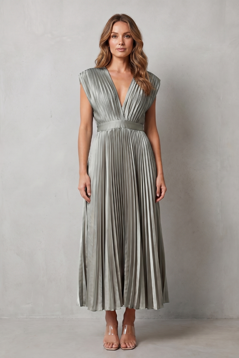 Harper | Graceful Pleated Christmas Party Midi Dress