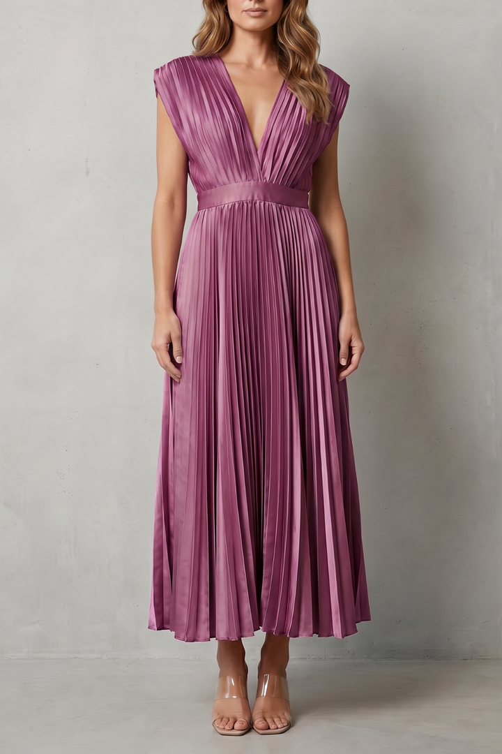 Harper | Graceful Pleated Christmas Party Midi Dress