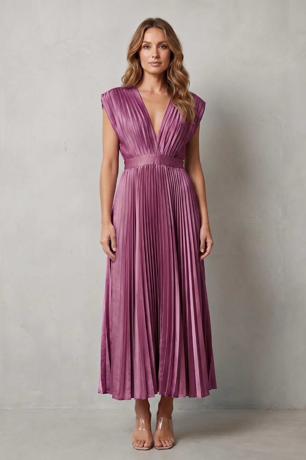 Harper | Graceful Pleated Christmas Party Midi Dress