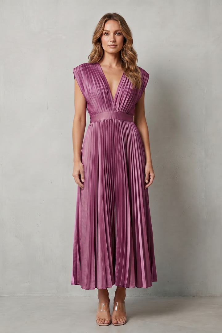 Harper | Graceful Pleated Christmas Party Midi Dress