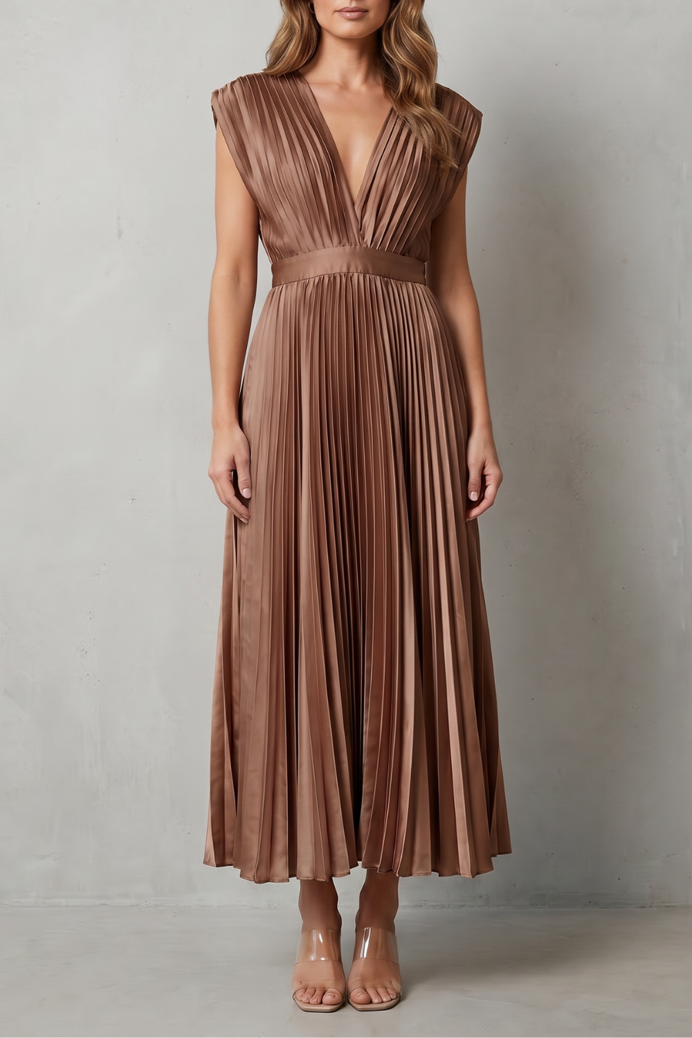 Harper | Graceful Pleated Christmas Party Midi Dress