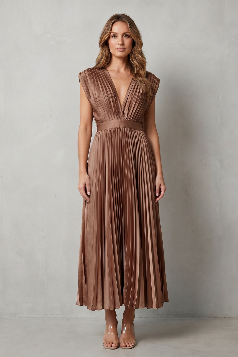 Harper | Graceful Pleated Christmas Party Midi Dress