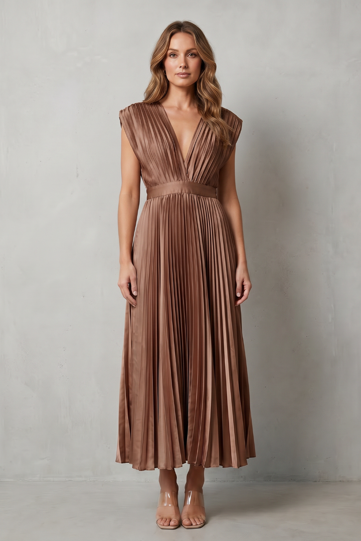 Harper | Graceful Pleated Christmas Party Midi Dress