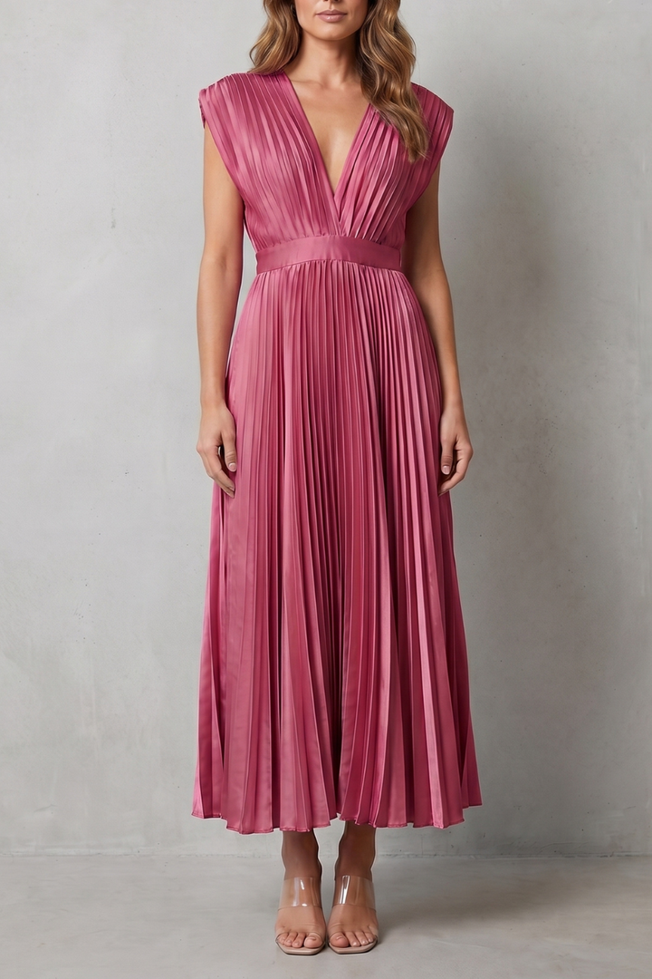 Harper | Graceful Pleated Christmas Party Midi Dress