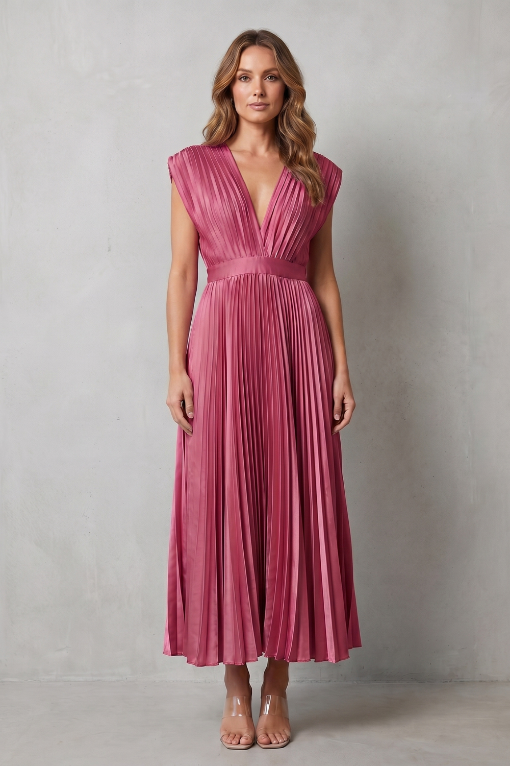Harper | Graceful Pleated Christmas Party Midi Dress