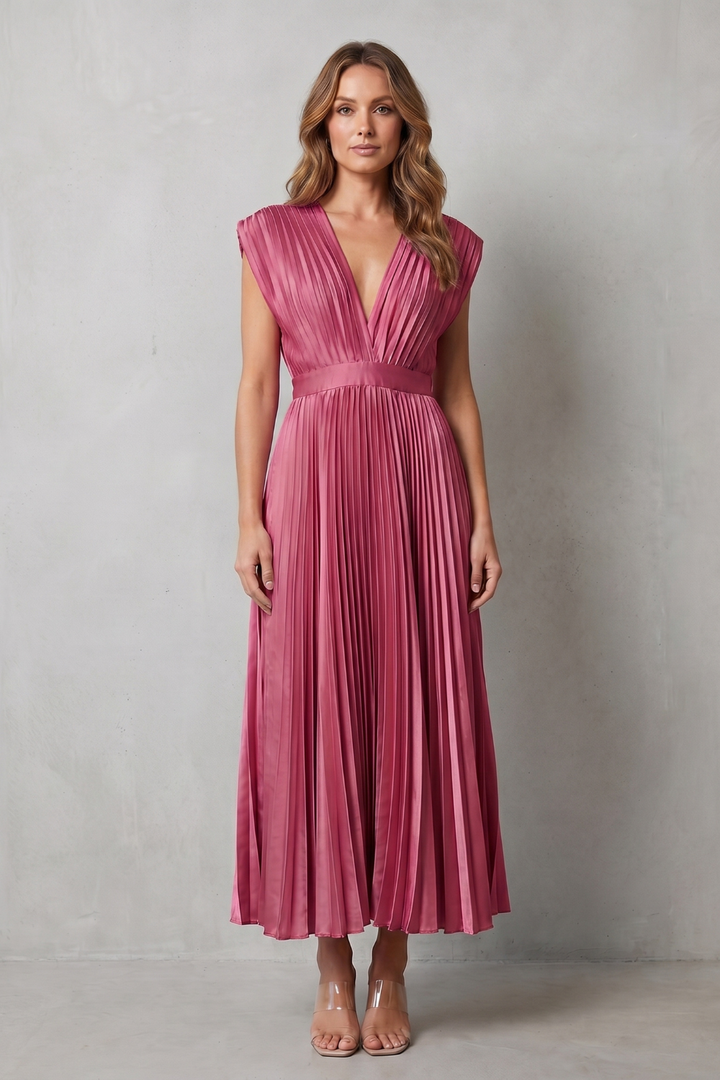 Harper | Graceful Pleated Christmas Party Midi Dress