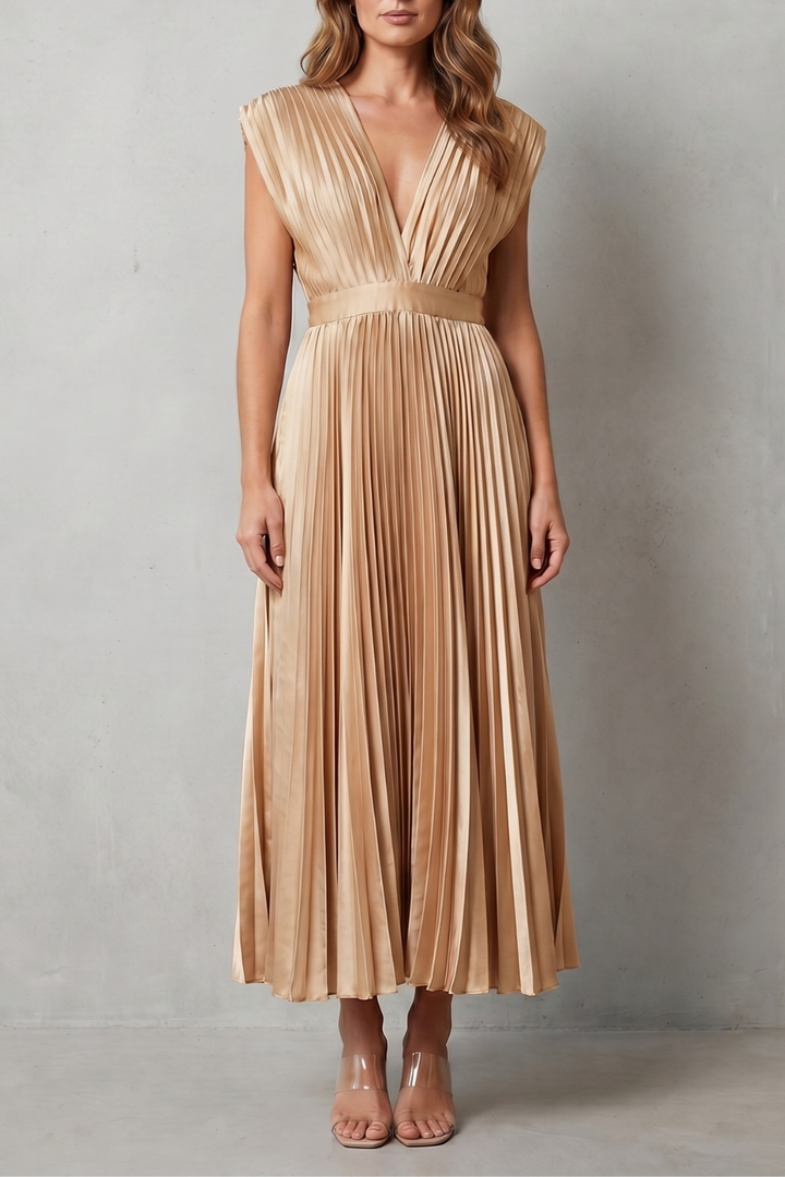 Harper | Graceful Pleated Christmas Party Midi Dress