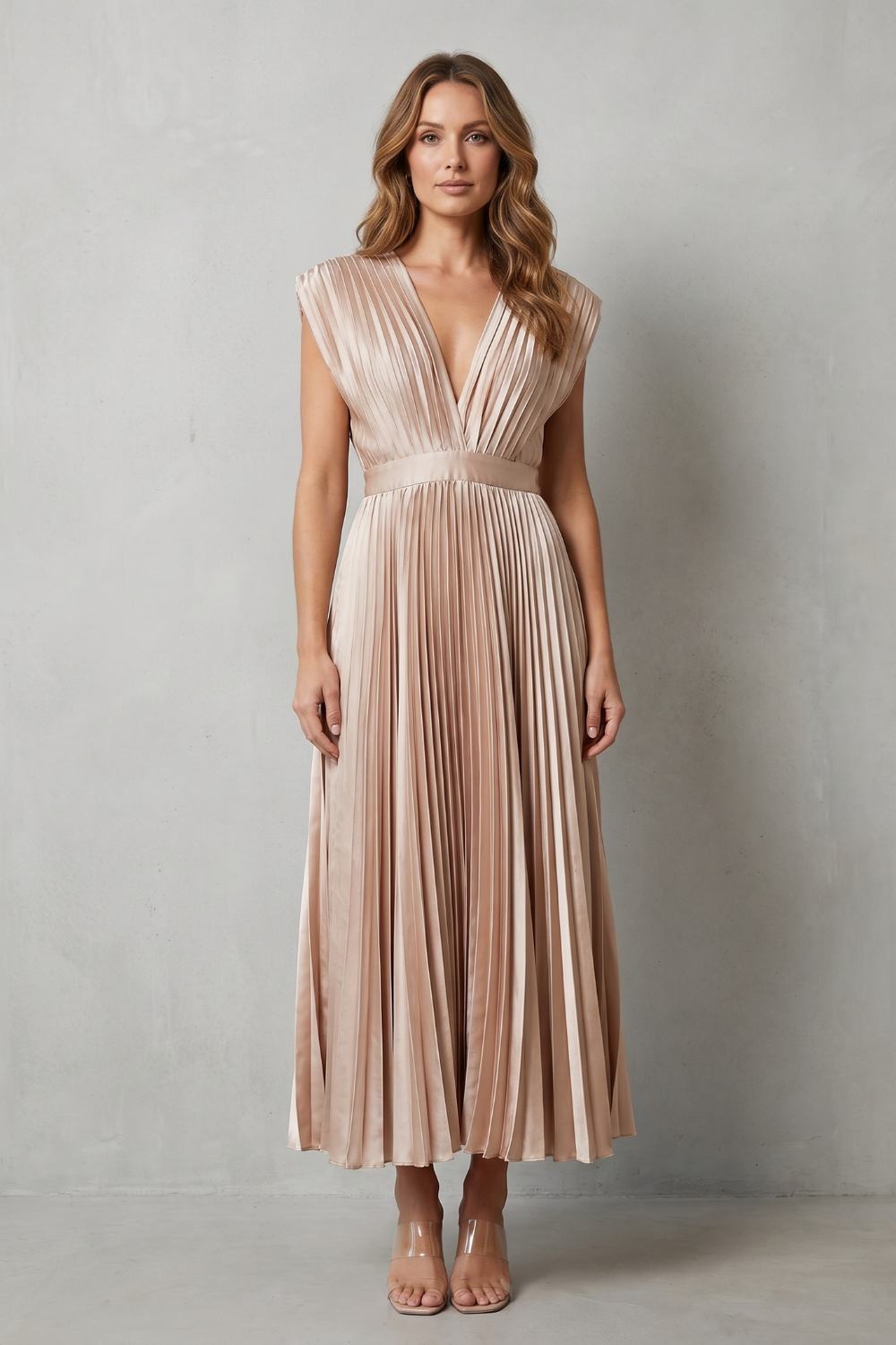 Harper | Graceful Pleated Christmas Party Midi Dress