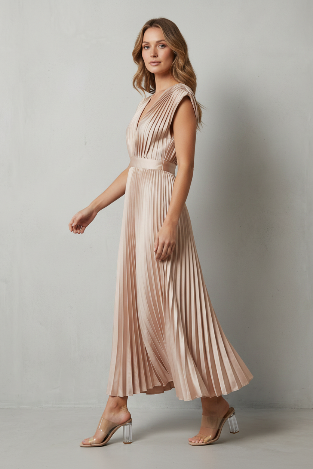 Harper | Graceful Pleated Christmas Party Midi Dress
