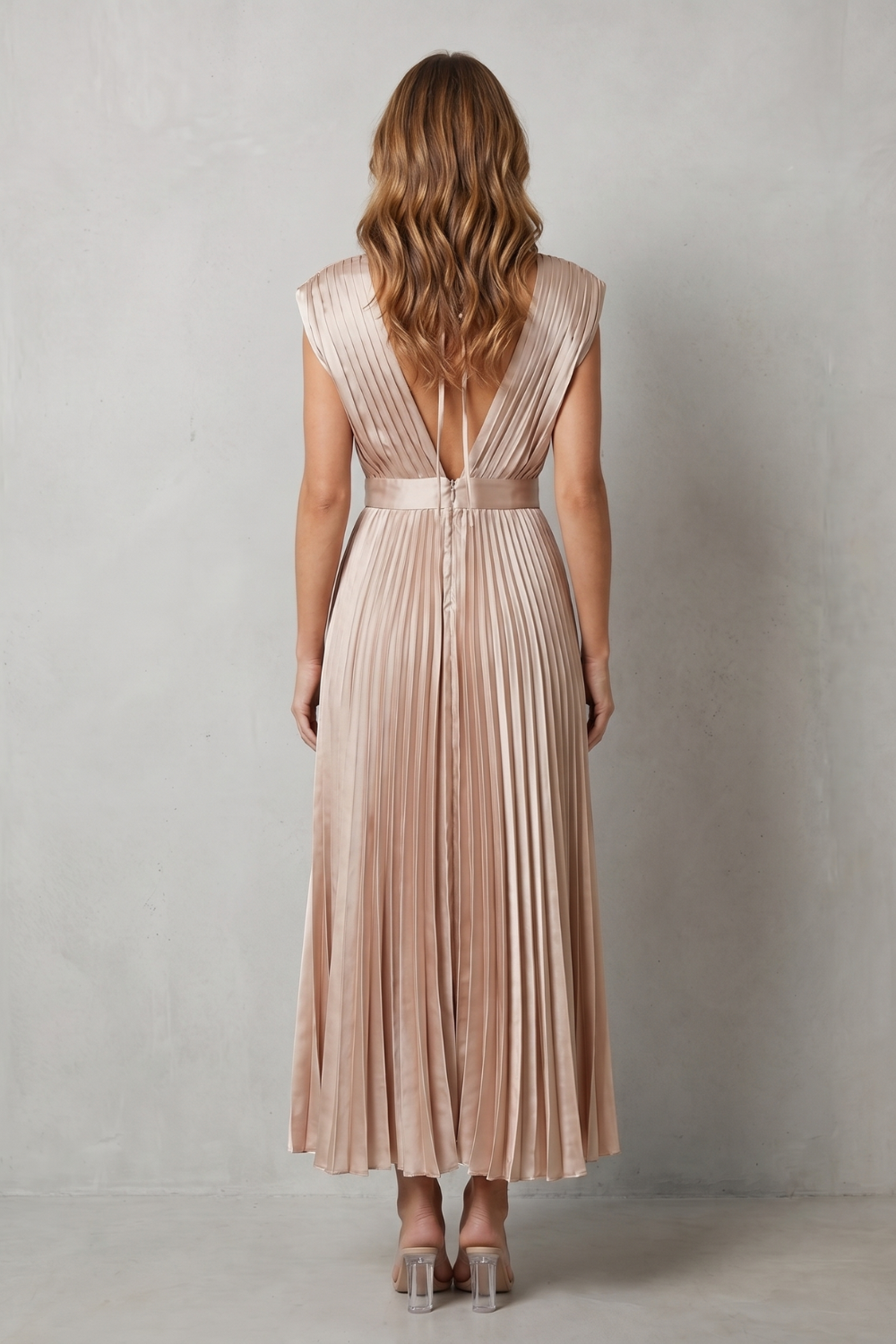 Harper | Graceful Pleated Christmas Party Midi Dress
