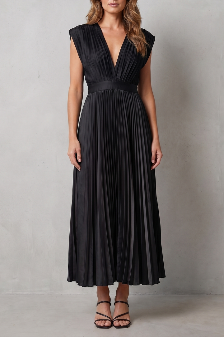 Harper | Graceful Pleated Christmas Party Midi Dress