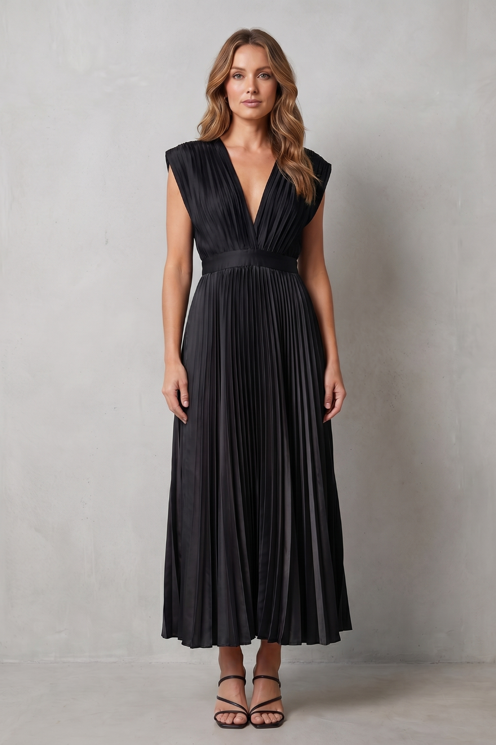 Harper | Graceful Pleated Christmas Party Midi Dress