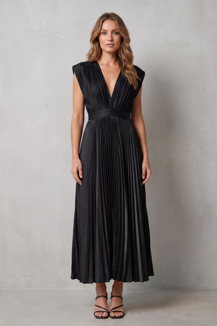 Harper | Graceful Pleated Christmas Party Midi Dress