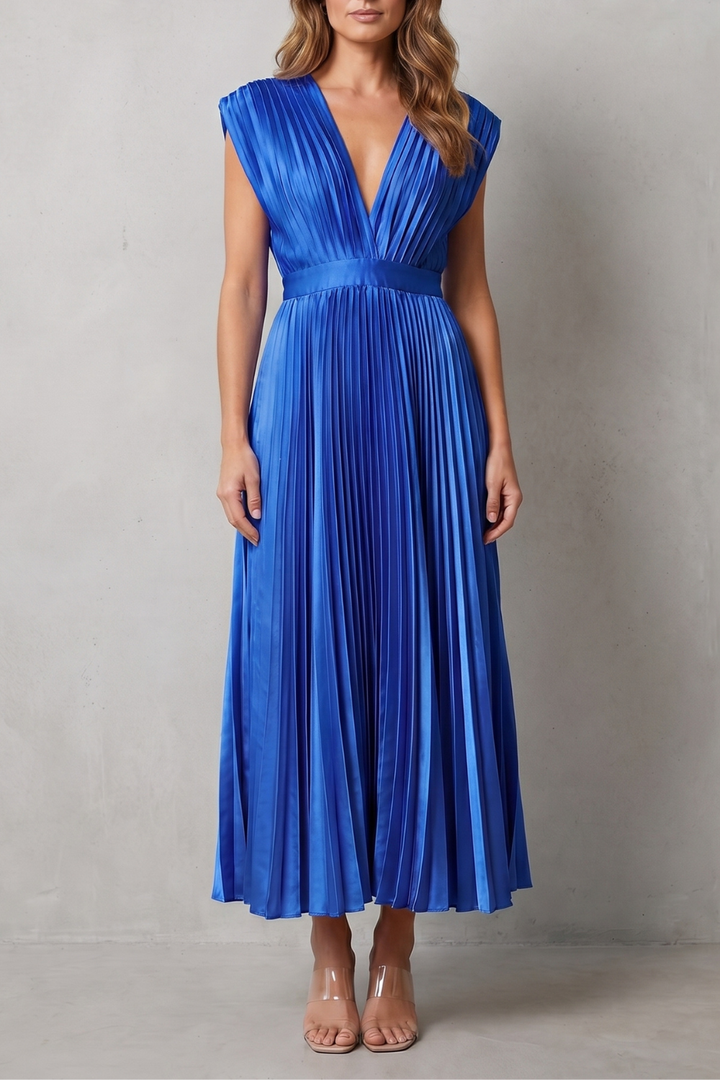 Harper | Graceful Pleated Christmas Party Midi Dress