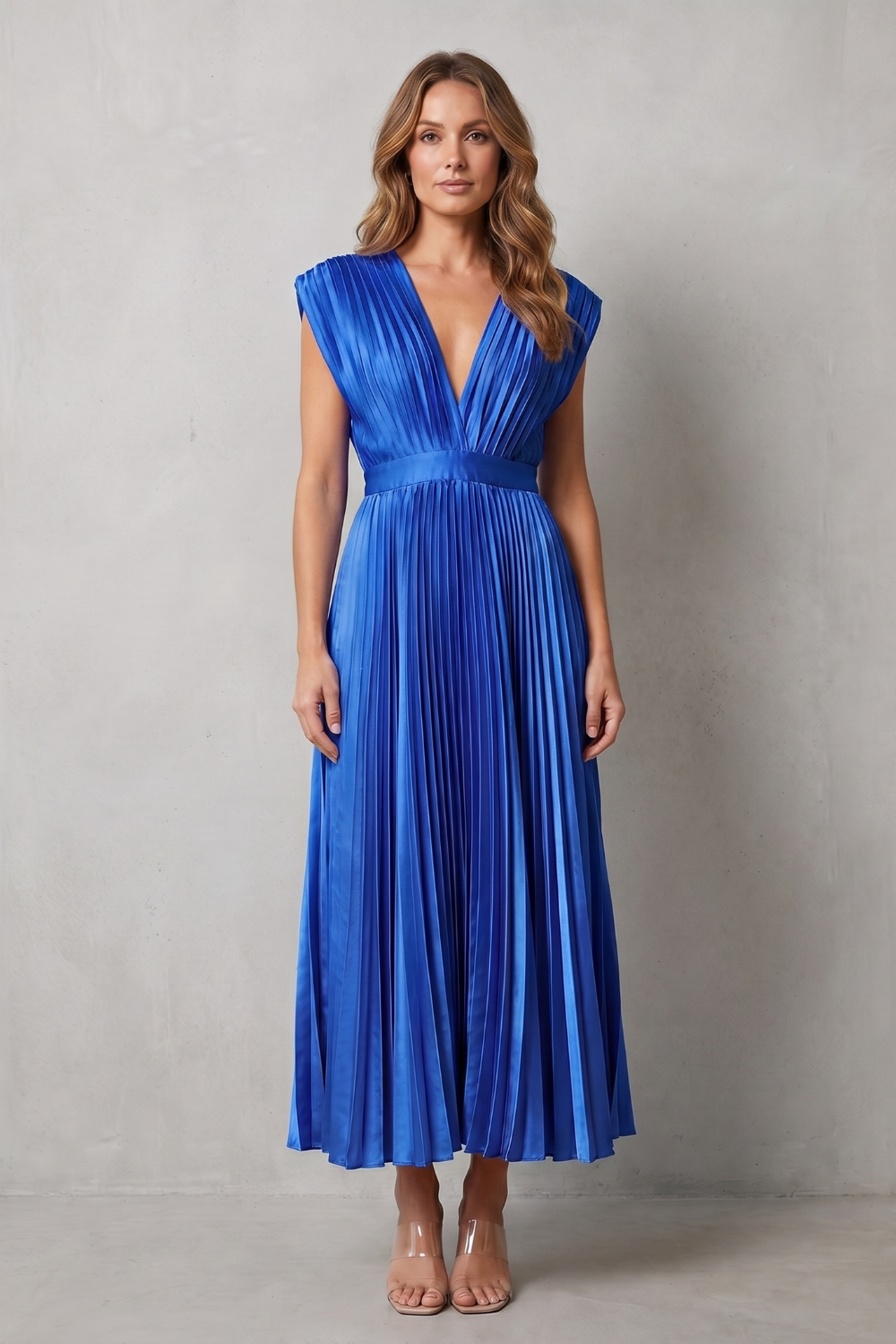 Harper | Graceful Pleated Christmas Party Midi Dress
