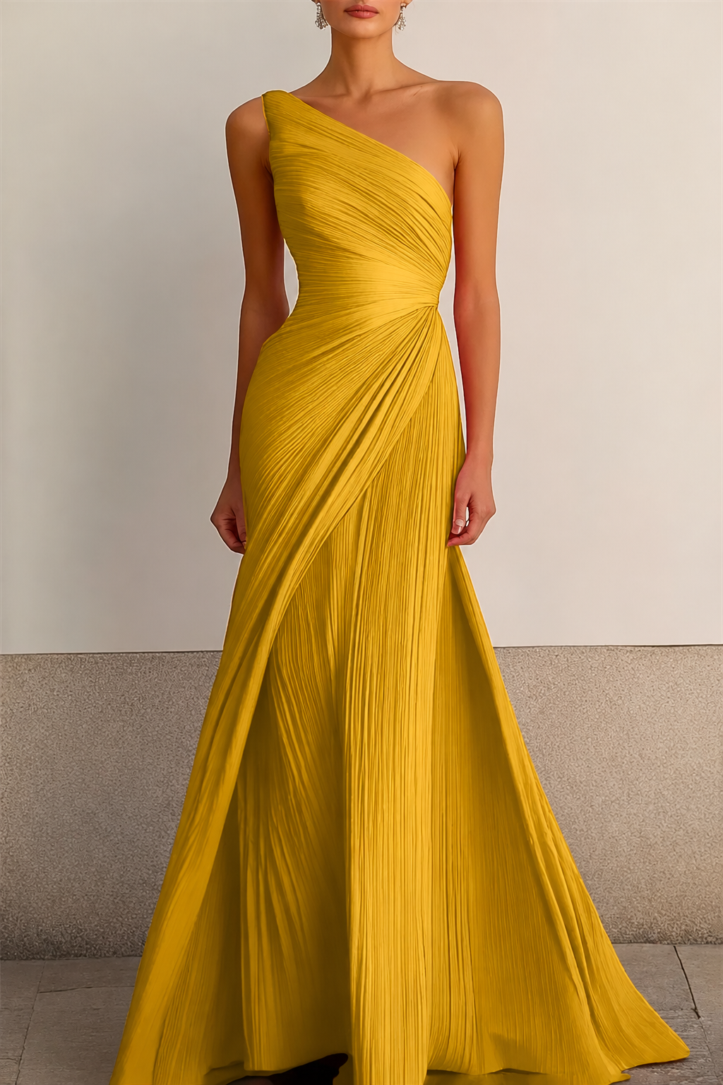 Harper | Relaxed Pleated One Shoulder Maxi Christmas Party Dress