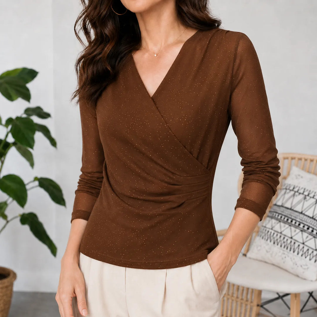 Harper | Relaxed Sparkle Crossover V-Neck Party Top