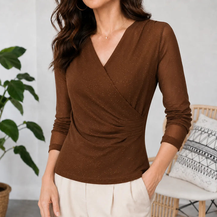 Harper | Relaxed Sparkle Crossover V-Neck Party Top